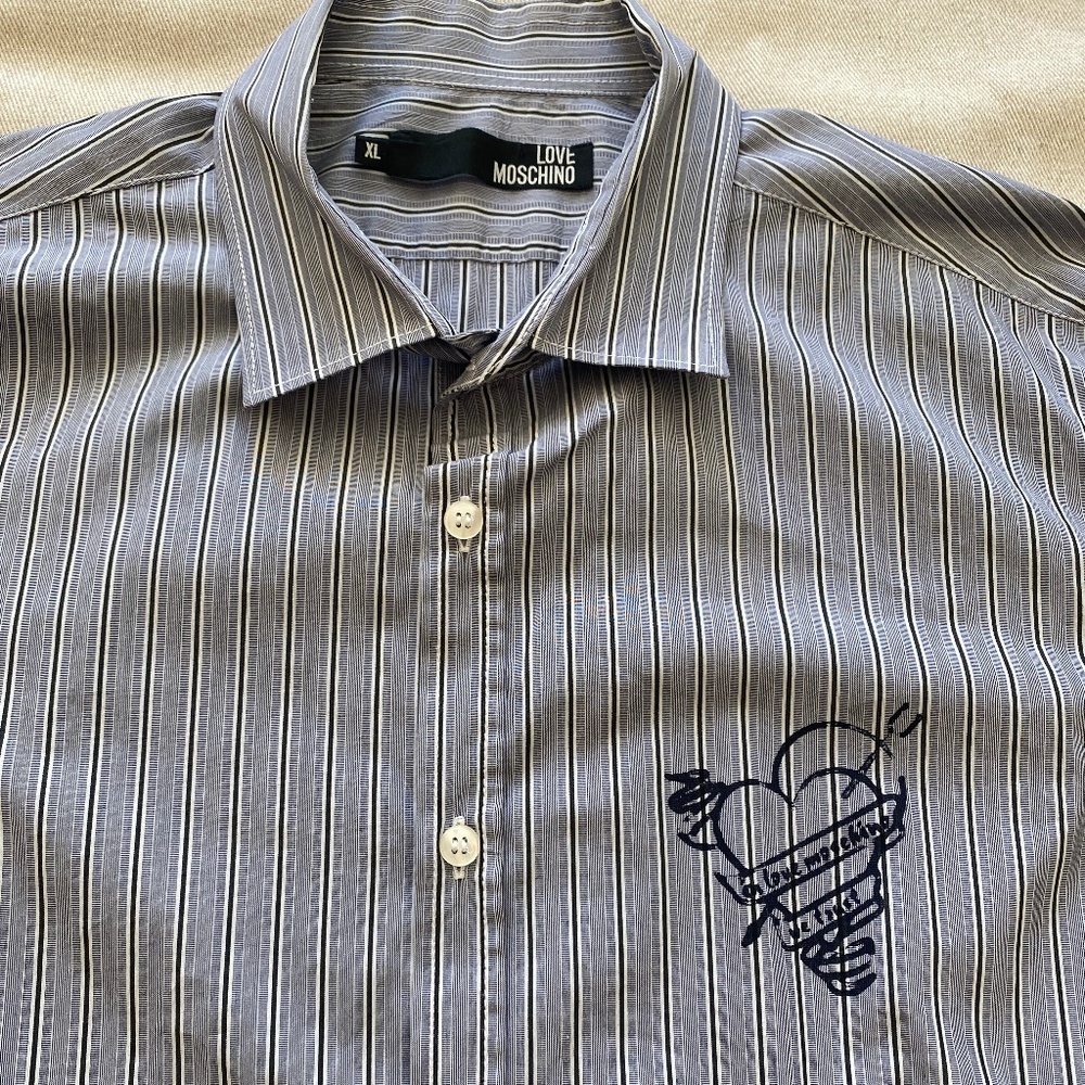 Love Moschino Men's Striped Dress Shirt Size XL